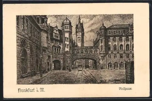Künstler-AK Alt-Frankfurt, Das Rathaus