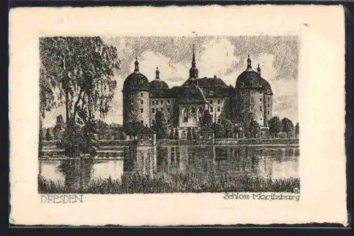 Künstler-AK Dresden, Schloss Moritzburg