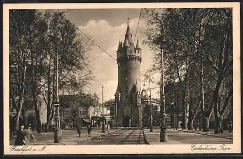 AK Frankfurt a. M., Eschenheimer Turm, Panorama