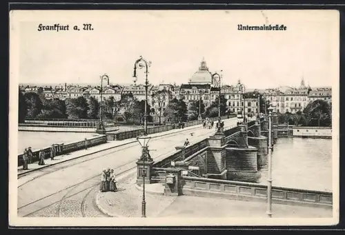 AK Frankfurt a. M., Untermainbrücke aus der Vogelschau