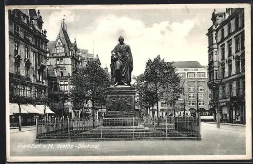 AK Frankfurt a. M., Goethe-Denkmal