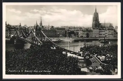 AK Alt-Frankfurt, Eiserner Steg u. Mainkai, Dom