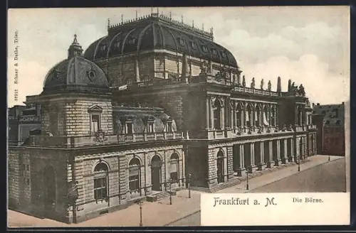 AK Frankfurt a. M., Börse aus der Vogelschau