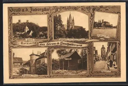 AK Neipperg, Teilansicht mit Burg