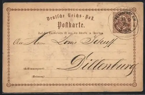 AK Frankfurt a. M., Ganzsache der Deutschen Reichspost, Zwei Kreuzer