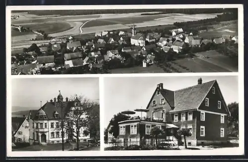 AK Dauchingen, Cafe und Konditorei Fleig, Ortsansicht