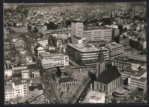 AK Frankfurt a. M., An der Hauptwache, Fliegeraufnahme