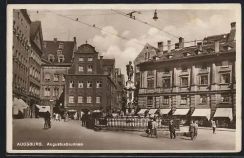 AK Augsburg, Am Augustusbrunnen, Panorama