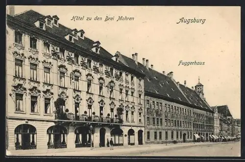 AK Augsburg, Hotel zu den drei Mohren und Fuggerhaus