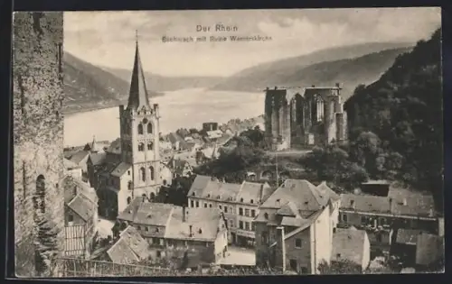 AK Bacharach /Rh., Teilansicht mit Ruine Wernerskirche
