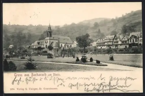 AK Bacharach /Rh., Anlage, Kirche und Häuser
