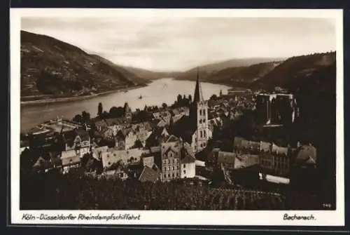 AK Bacharach /Rh., Totalansicht mit Rhein u. Umgebung