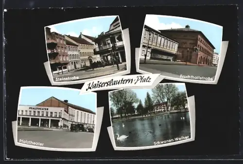 AK Kaiserslautern /Pf., Pfalztheater, Fruchthallstrasse, Steinstrasse