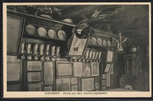 AK Nürnberg, Gasthaus Bratwurstglöcklein, Innenansicht