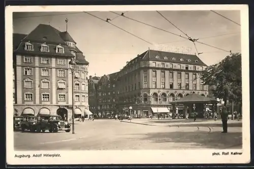 AK Augsburg, platz, Panorama mit Pavillon