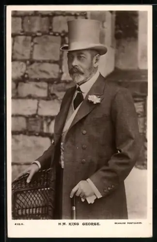 AK König Georg von England im Anzug mit Zylinder