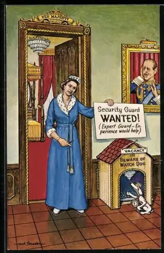 AK Königin von England vor ihrem Schlafzimmer