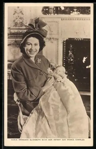 AK H. R. H. Princess Elizabeth von England with her Infant son Prince Charles