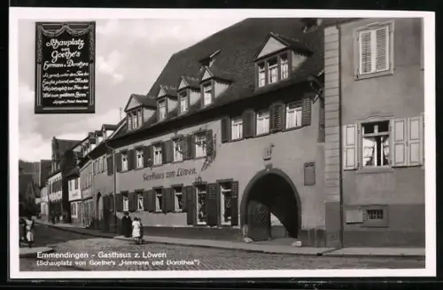 AK Emmendingen, Gasthaus zum Löwen, Schauplatz von Goethes Hermann und Dorothea