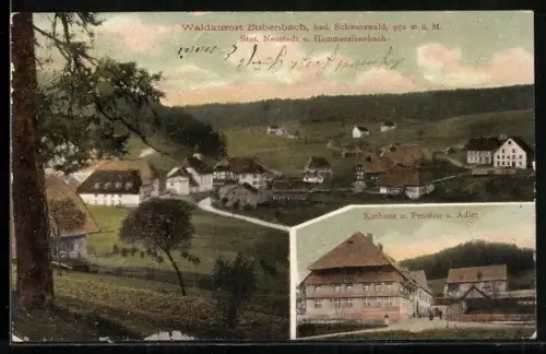 AK Bubenbach /Schwarzwald, Kurhaus u. Pension Adler, Ortsansicht