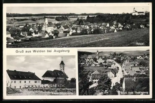 AK Welden bei Augsburg, Totale, Karmeliterkloster, Blick vom Theklaberg