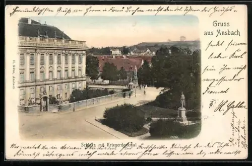 AK Ansbach, Schloss mit Kriegerdenkmal