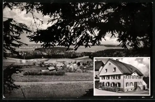 AK Boll bei Bonndorf, Gasthaus Zum grünen Berg, Inh. F. Hugel, Ortsansicht