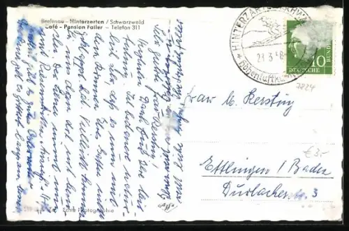 AK Hinterzarten, Café Pension Faller, Terrasse