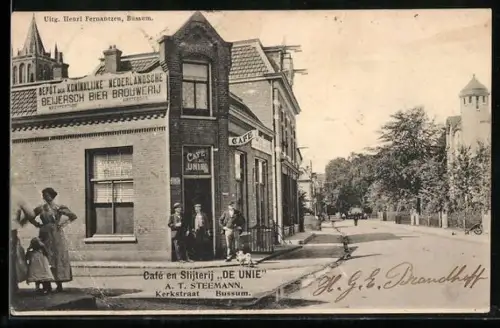 AK Bussum, Café en Slijterij De Unie A. T. Steemann, Kerkstraat