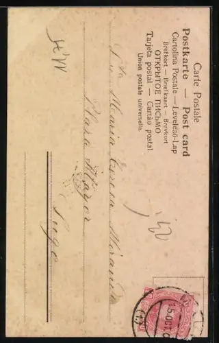 AK Baumstamm in Form des Buchstaben V, Frau mit Krug und Kinder