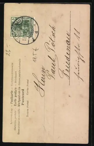 AK Buchstabe P, Maler steht an seiner Staffelei, Kinder stehen auf dem Buchstaben