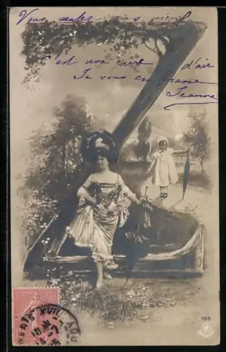 AK schöne Frau mit Kind am Buchstaben Z