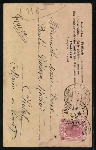 AK Frau mit Hut und Kinder beim Buchstaben I, Luftballon