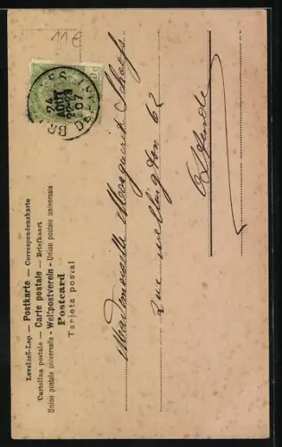 AK Buchstabe R, Maid mit Blumen, Kinder und Hund