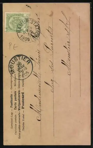 AK Junge Frau und Kinder in Tracht neben dem Buchstaben J