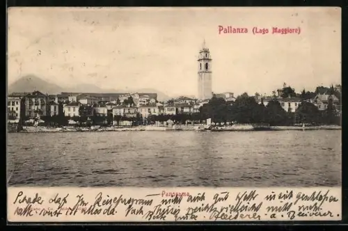 AK Pallanza /Lago Maggiore, Panorama mit Turm