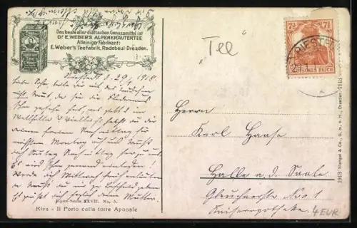 AK Riva, II Porto colla torre Aponale