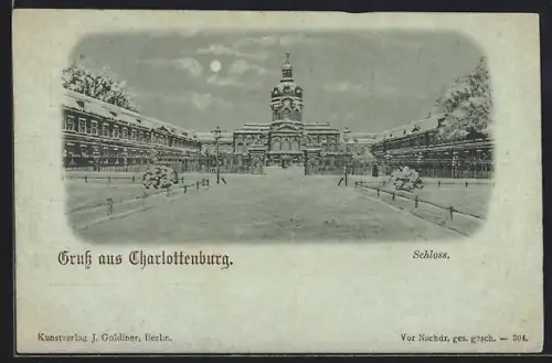 Mondschein-AK Berlin-Charlottenburg, Schloss