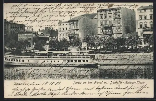 AK Berlin-Spandau, Partie an der Havel mit Dampfer-Anlege-Stelle