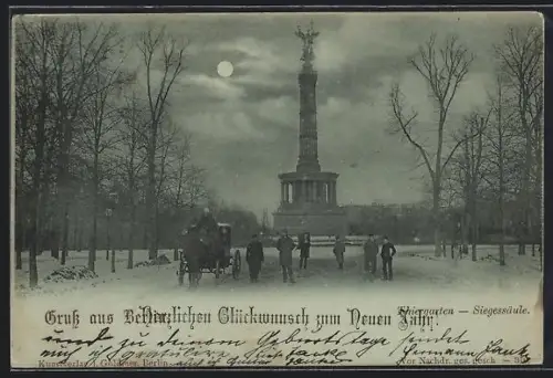 Mondschein-AK Berlin, Tiergarten, Siegessäule