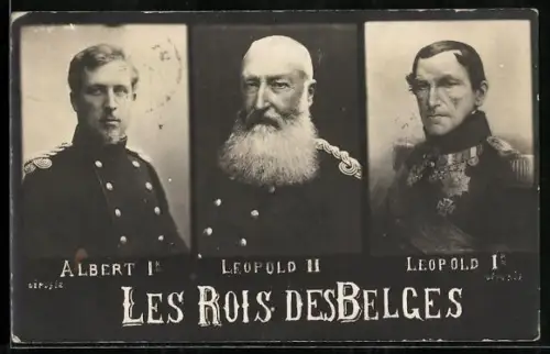 AK Les Rois des Belges Albert I., Leopold I., Leopold II.