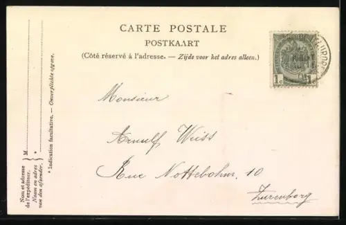 AK Belgien, S. A. R. le Prince Albert, les Neuf Provinces mit Wappen und Kirchen, Bruges, Gand, Namur