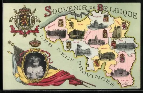 AK Les Neuf Provinces, Souvernir des Belgique