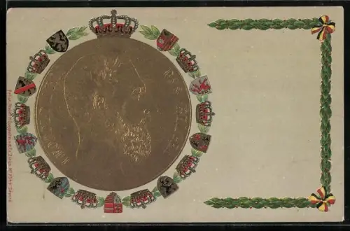 Präge-AK Portrait König Leopold II. von Belgien