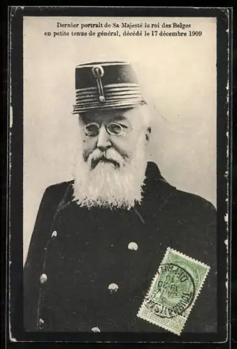 AK Dernier portrait de Sa Majesté le roi des Belges Leopold II. 1909
