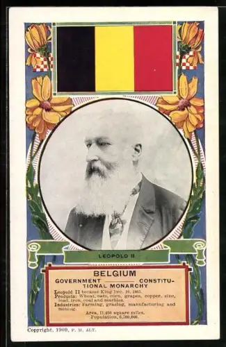 AK Portrait of King Leopold II. of Belgium