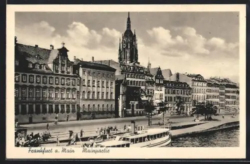 AK Frankfurt a. Main, Schöne Aussicht, Mainpartie, Panorama, Dampfer