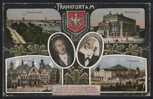 AK Frankfurt a. M., Totalansicht, Opernhaus, Römer, Festhalle