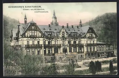 AK Kassel-Wilhelmshöhe, Kurhotel Gossmann`s Sanatorium, Hauptgebäude