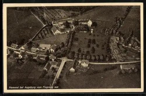 AK Hammel bei Augsburg, Strassenpartie, Fliegeraufnahme